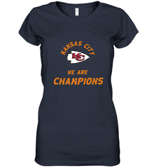 KC Kansas City Tribal Arrowhead we are Champions Women's V-Neck T-Shirt Women's V-Neck T-Shirt - belovedtshirt
