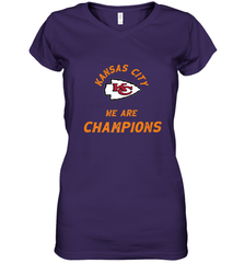 KC Kansas City Tribal Arrowhead we are Champions Women's V-Neck T-Shirt Women's V-Neck T-Shirt - belovedtshirt