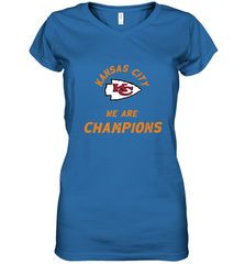 KC Kansas City Tribal Arrowhead we are Champions Women's V-Neck T-Shirt Women's V-Neck T-Shirt - belovedtshirt