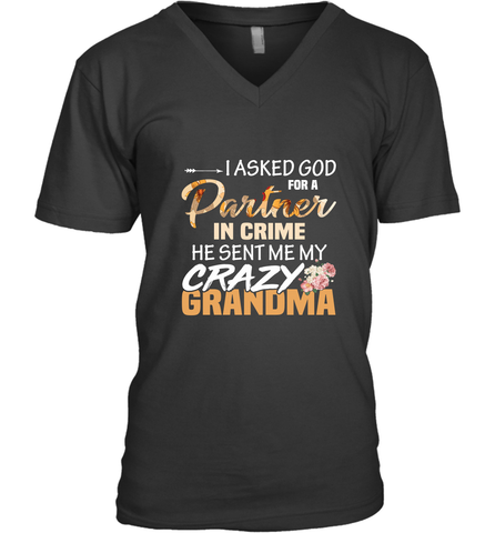 Crazy Grandma Partner in crime Men's V-Neck Men's V-Neck / Black / S Men's V-Neck - belovedtshirt
