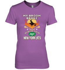 Broom Broke So I Became A fan of New York Jets  NFL Halloween Costume Women's Premium T-Shirt Women's Premium T-Shirt - belovedtshirt