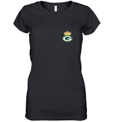 NFL Green Bay Packers Logo Champion Crown 1 Women's V-Neck T-Shirt