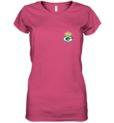 NFL Green Bay Packers Logo Champion Crown 1 Women's V-Neck T-Shirt Women's V-Neck T-Shirt - belovedtshirt