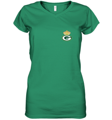 NFL Green Bay Packers Logo Champion Crown 1 Women's V-Neck T-Shirt Women's V-Neck T-Shirt - belovedtshirt