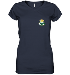 NFL Green Bay Packers Logo Champion Crown 1 Women's V-Neck T-Shirt