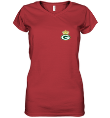 NFL Green Bay Packers Logo Champion Crown 1 Women's V-Neck T-Shirt Women's V-Neck T-Shirt - belovedtshirt