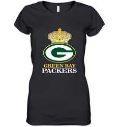 NFL Green Bay Packers Logo Champion Crown Women's V-Neck T-Shirt