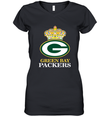 NFL Green Bay Packers Logo Champion Crown Women's V-Neck T-Shirt Women's V-Neck T-Shirt - belovedtshirt