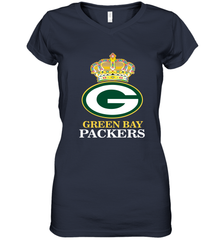 NFL Green Bay Packers Logo Champion Crown Women's V-Neck T-Shirt Women's V-Neck T-Shirt - belovedtshirt