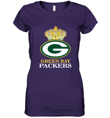 NFL Green Bay Packers Logo Champion Crown Women's V-Neck T-Shirt Women's V-Neck T-Shirt - belovedtshirt