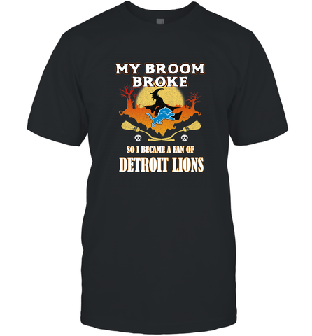 Broom Broke So I Became A Fan of Detroit Lions  NFL Halloween Costume Men's T-Shirt Men's T-Shirt / Black / S Men's T-Shirt - belovedtshirt