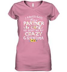 Crazy Grandma Partner in Crime design Women's V-Neck T-Shirt Women's V-Neck T-Shirt - belovedtshirt