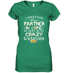 Crazy Grandma Partner in Crime design Women's V-Neck T-Shirt Women's V-Neck T-Shirt - belovedtshirt