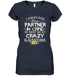 Crazy Grandma Partner in Crime design Women's V-Neck T-Shirt