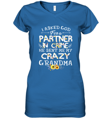 Crazy Grandma Partner in Crime design Women's V-Neck T-Shirt Women's V-Neck T-Shirt - belovedtshirt