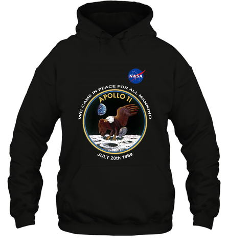 NASA Apollo 11 Moon Landing Hooded Sweatshirt Hooded Sweatshirt / Black / S Hooded Sweatshirt - belovedtshirt