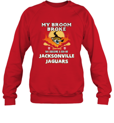 Broom Broke So I Became A Fan of Jacksonville Jaguars NFL Halloween Costume Crewneck Sweatshirt Crewneck Sweatshirt - belovedtshirt
