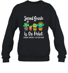 2nd Grade is on point, 1st day of school cactus teacher gift Crewneck Sweatshirt