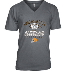 Sundays Are For Jesus and Cleveland Funny Christian Football Men's V-Neck Men's V-Neck - belovedtshirt