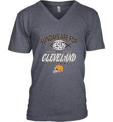 Sundays Are For Jesus and Cleveland Funny Christian Football Men's V-Neck Men's V-Neck - belovedtshirt