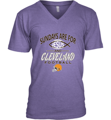 Sundays Are For Jesus and Cleveland Funny Christian Football Men's V-Neck Men's V-Neck - belovedtshirt