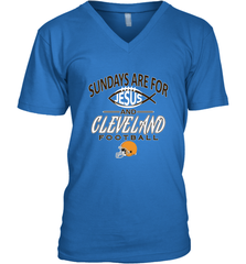 Sundays Are For Jesus and Cleveland Funny Christian Football Men's V-Neck Men's V-Neck - belovedtshirt