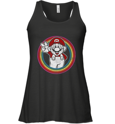 Super Mario Rainbow Circle Distressed Logo Women's Racerback Tank