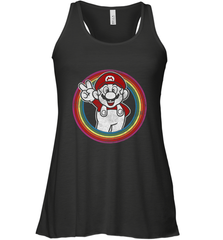 Super Mario Rainbow Circle Distressed Logo Women's Racerback Tank Women's Racerback Tank - belovedtshirt