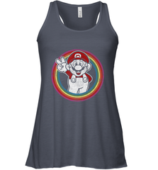 Super Mario Rainbow Circle Distressed Logo Women's Racerback Tank Women's Racerback Tank - belovedtshirt