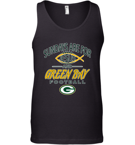 Sundays Are For Jesus and Green Bay Funny Christian Football 1 Men's Tank Top Men's Tank Top / Black / XS Men's Tank Top - belovedtshirt