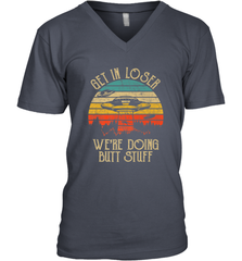 Retro Vintage Get In Loser We're Doing Butt Stuff Alien UFO Men's V-Neck Men's V-Neck - belovedtshirt