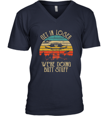 Retro Vintage Get In Loser We're Doing Butt Stuff Alien UFO Men's V-Neck Men's V-Neck - belovedtshirt