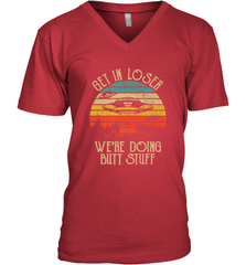 Retro Vintage Get In Loser We're Doing Butt Stuff Alien UFO Men's V-Neck Men's V-Neck - belovedtshirt