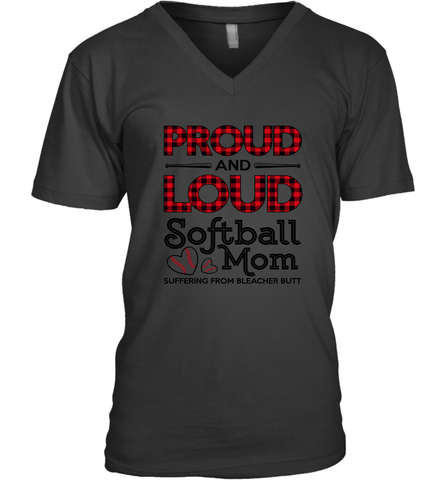 Proud And Loud Softball Mom Men's V-Neck Men's V-Neck / Black / S Men's V-Neck - belovedtshirt