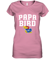 Kansas Jayhawks Papa Bird Women's V-Neck T-Shirt Women's V-Neck T-Shirt - belovedtshirt