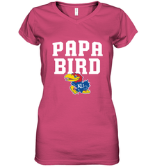 Kansas Jayhawks Papa Bird Women's V-Neck T-Shirt Women's V-Neck T-Shirt - belovedtshirt