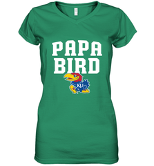Kansas Jayhawks Papa Bird Women's V-Neck T-Shirt Women's V-Neck T-Shirt - belovedtshirt