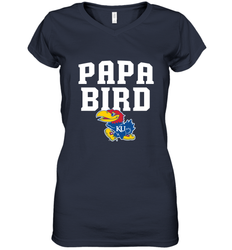Kansas Jayhawks Papa Bird Women's V-Neck T-Shirt