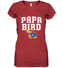 Kansas Jayhawks Papa Bird Women's V-Neck T-Shirt Women's V-Neck T-Shirt - belovedtshirt
