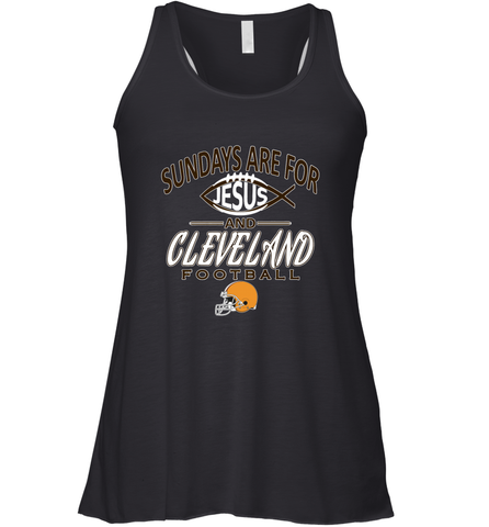 Sundays Are For Jesus and Cleveland Funny Christian Football Women's Racerback Tank Women's Racerback Tank / Black / XS Women's Racerback Tank - belovedtshirt
