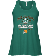 Sundays Are For Jesus and Cleveland Funny Christian Football Women's Racerback Tank Women's Racerback Tank - belovedtshirt