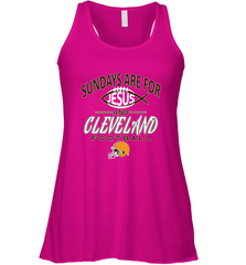 Sundays Are For Jesus and Cleveland Funny Christian Football Women's Racerback Tank Women's Racerback Tank - belovedtshirt
