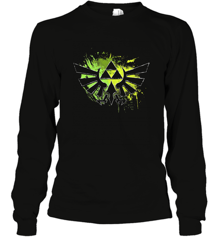 Legend Of Zelda Triforce Logo Paint Splatter Long Sleeve T-Shirt Long Sleeve T-Shirt / Black / S Long Sleeve T-Shirt - belovedtshirt