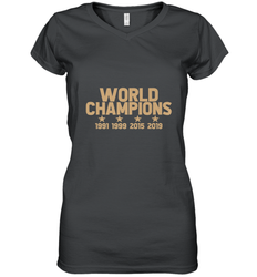 Us women's soccer team win world champions 4 four title 2019 Women's V-Neck T-Shirt