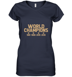 Us women's soccer team win world champions 4 four title 2019 Women's V-Neck T-Shirt