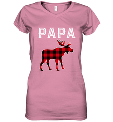 Papa Moose Red Plaid Christmas Pajama Women's V-Neck T-Shirt Women's V-Neck T-Shirt - belovedtshirt