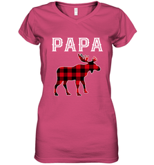 Papa Moose Red Plaid Christmas Pajama Women's V-Neck T-Shirt Women's V-Neck T-Shirt - belovedtshirt