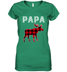 Papa Moose Red Plaid Christmas Pajama Women's V-Neck T-Shirt Women's V-Neck T-Shirt - belovedtshirt