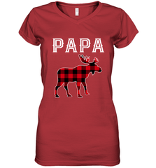 Papa Moose Red Plaid Christmas Pajama Women's V-Neck T-Shirt Women's V-Neck T-Shirt - belovedtshirt
