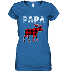 Papa Moose Red Plaid Christmas Pajama Women's V-Neck T-Shirt Women's V-Neck T-Shirt - belovedtshirt
